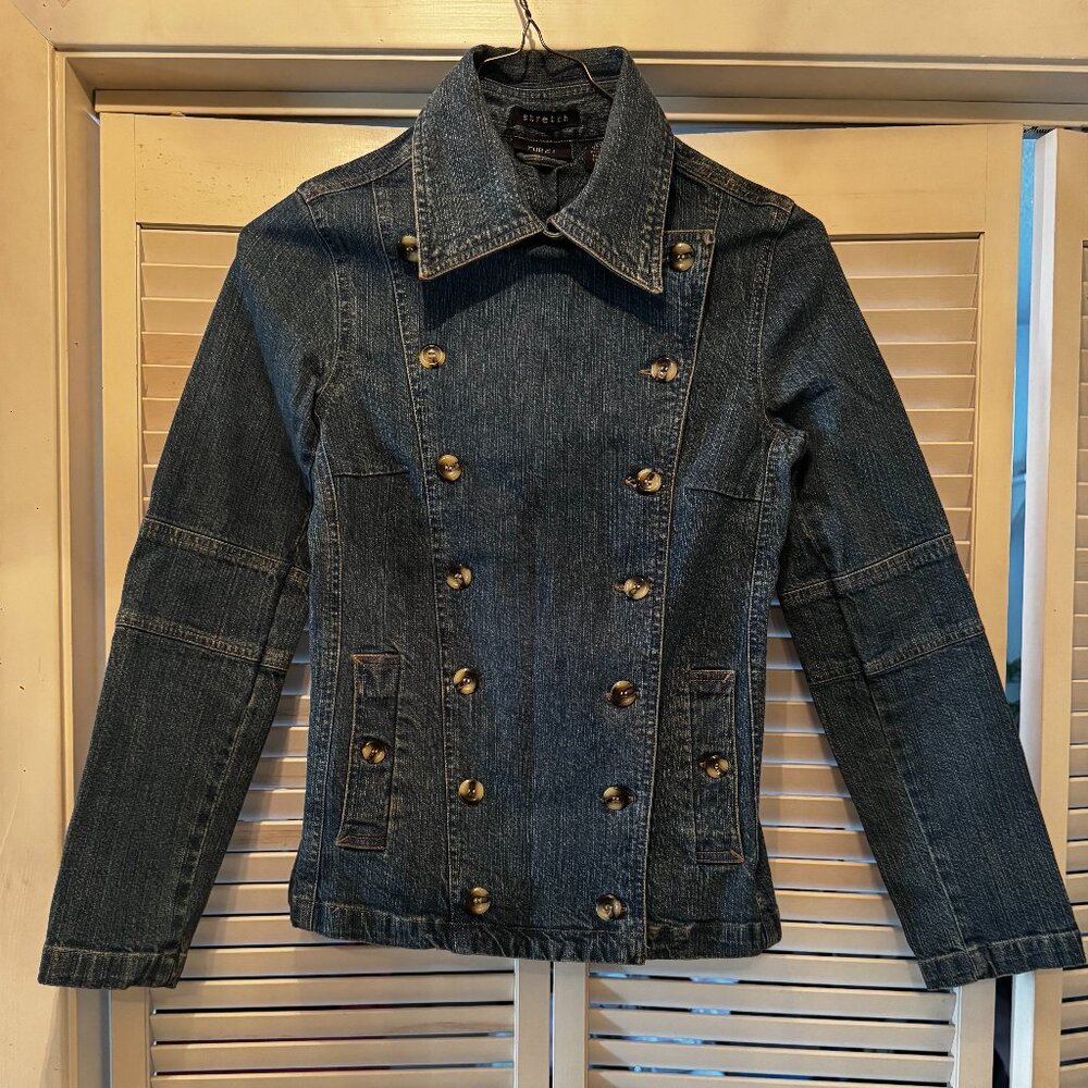Denim Stretch Peacoat Style Jacket